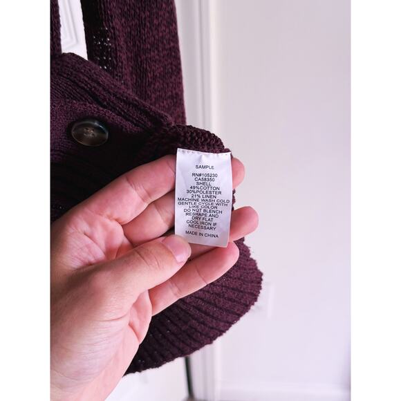 Equipment Femme Knit Cardigan Sweater Button Up Maroon Small Academia Preppy - Picture 5 of 5
